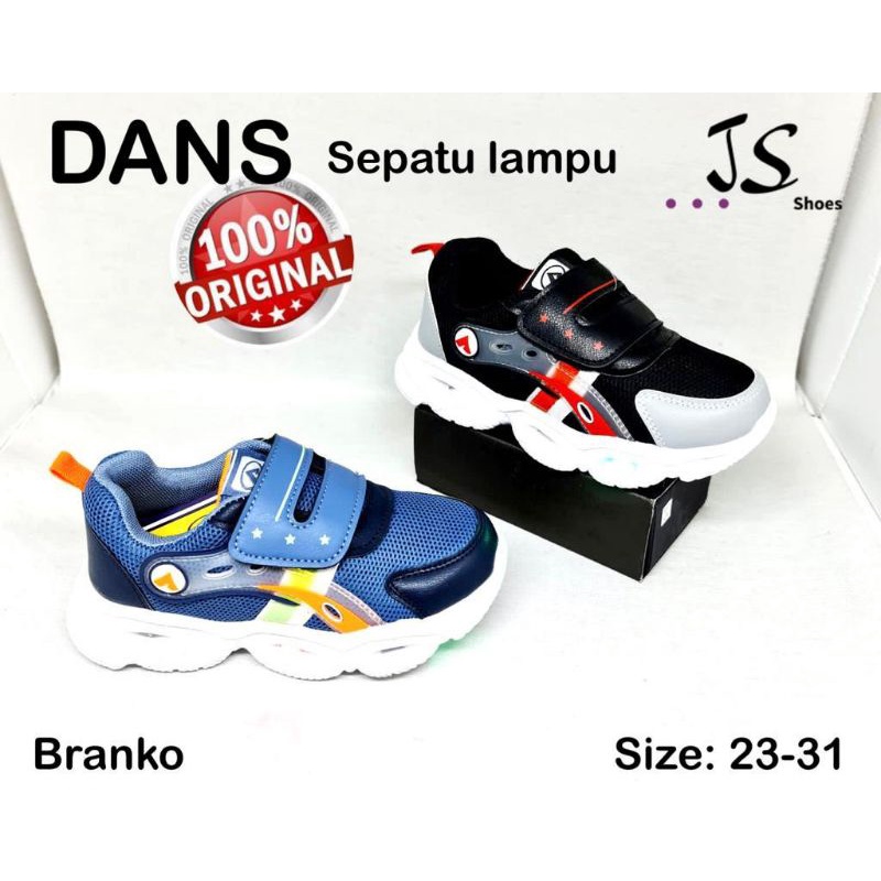 DANS BRANKO - SEPATU SNEAKERS NYALA ANAK COWOK MERK DANS