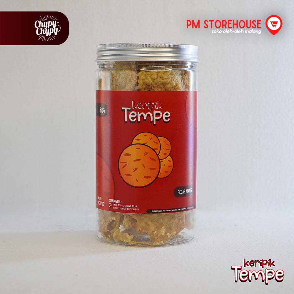 Keripik Tempe Pedas Manis Super Renyah Chypy Asli Malang - Kemasan Toples