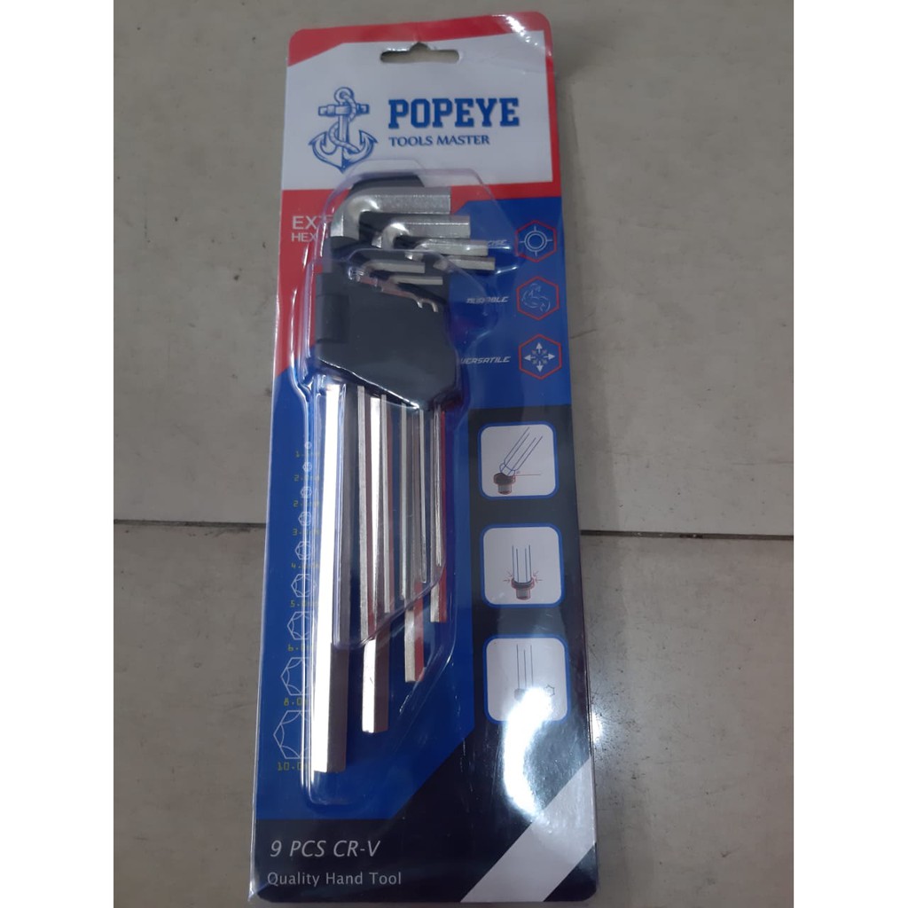 Kunci L Set 9pcs Panjang Murah.. / Kunci L long set / Hex key long/ Kunci L Hex Key Long Set Panjang Ball Point 9 Pcs 9Pc 1,5 - 10mm