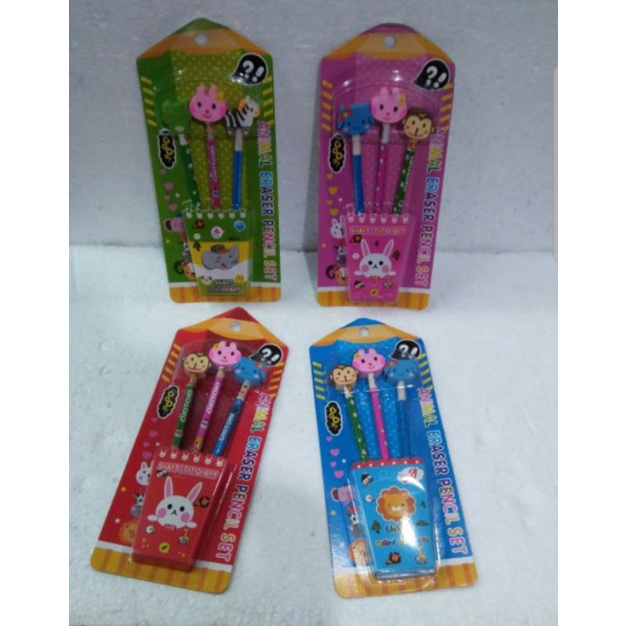 

paket alat tulis 3 pensil dan penghapus