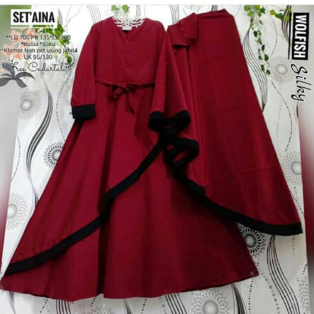 RR - BUSANA MUSLIM/GAMIS SYARI/AINA SET/GAMIS MURAH bahan moscrepe allsize fit L