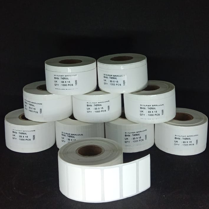 LABEL THERMAL BARCODE 33X15 1 LINE/2 LINE ISI 1000 LABEL HARGA STOK STIKER MAKANAN MINUMAN