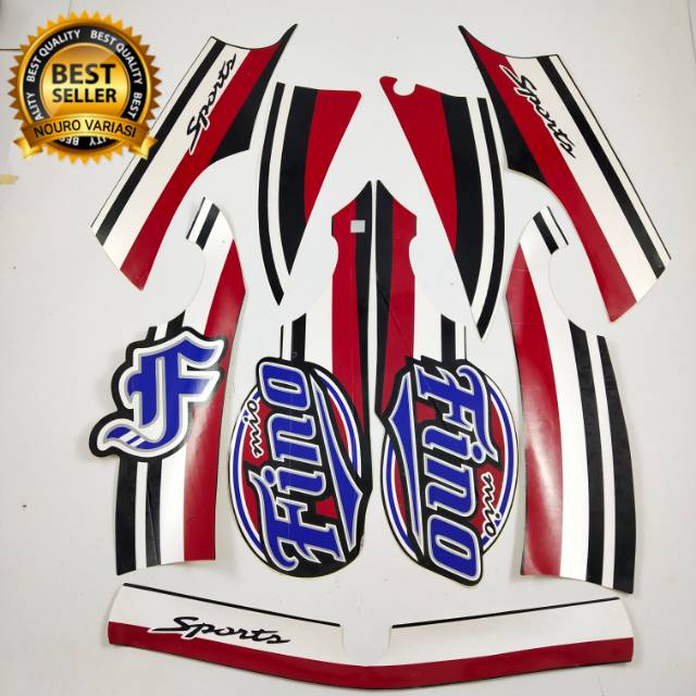 striping yamaha mio fino karbu 2011 2011 sporty putih merah stiker list standar