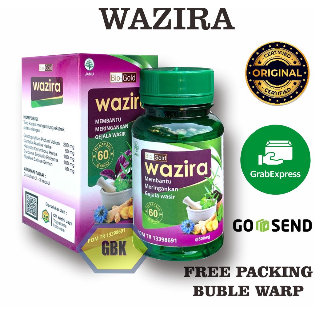 WAZIRA Obat Herbal Meringankan Gejala Wasir Ambeien Susah Bab 60 Kapsul