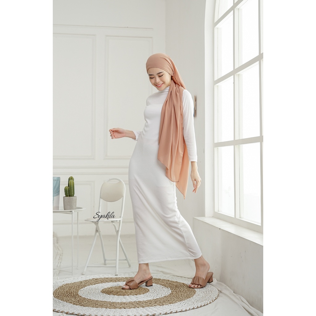 Syakila-Inner Dress Lengan Panjang//Turtelnice// Spandek Stretch Knit// Inner Long Dress// Inner Dress Span