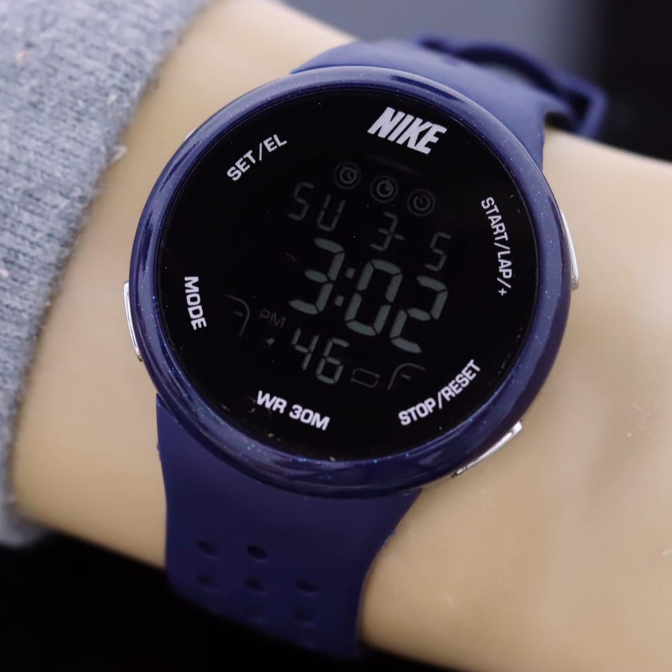 JAM TANGAN PRIA NIKE RUBBER BULAT DIGITAL DIAMETER 4,5 CM (ADA 7 WARNA)