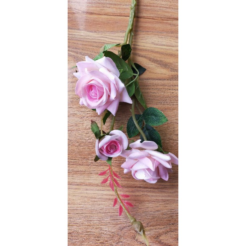 BUNGA MAWAR TANGKAI PLASTIK / BUNGA MAWAR BERDURI BUNGA ARTIFICIAL-Pink