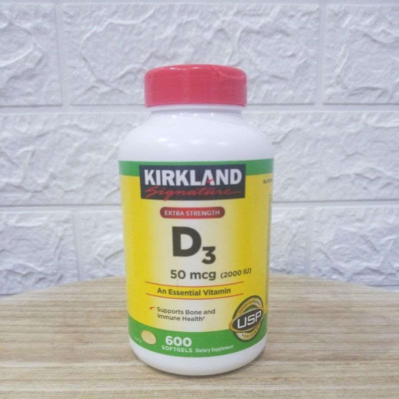 Kirkland Vitamin D3 Extra Strength 2000 iu 600 Softgels - Stok Ready