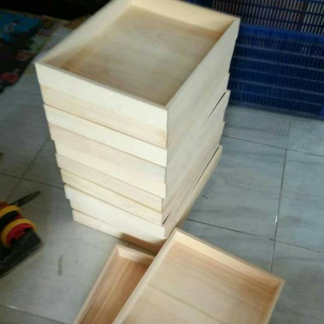 Nampan / Baki / Tray kayu Pinus 40 x 30 datar TANPA LUBANG