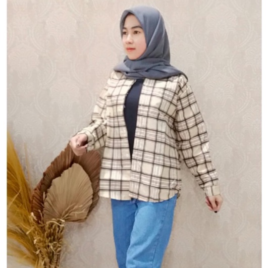 KEMEJA MERYYL FLANEL SHIRT / KEMEJA WANITA OVERSIZED KOTAK FLANEL TARTAN-4