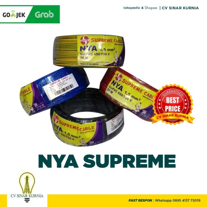 Kabel Listrik NYA 1x2.5 mm 2.5 2,5 SUPREME| SUPREME Kabel NYA | 50M