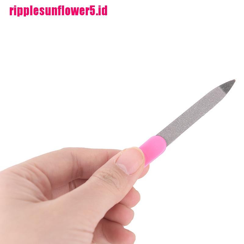 5pcs Kikir Kuku Dua Sisi Bahan Metal Gagang Plastik Untuk Manicure / Pedicure