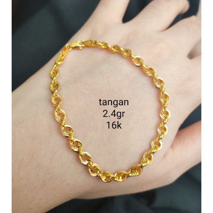 gelang rantai tangan anak dan dewasa emas asli kadar 700 70% 16k 22 holo trixie chain gold wanita pria pensil korea