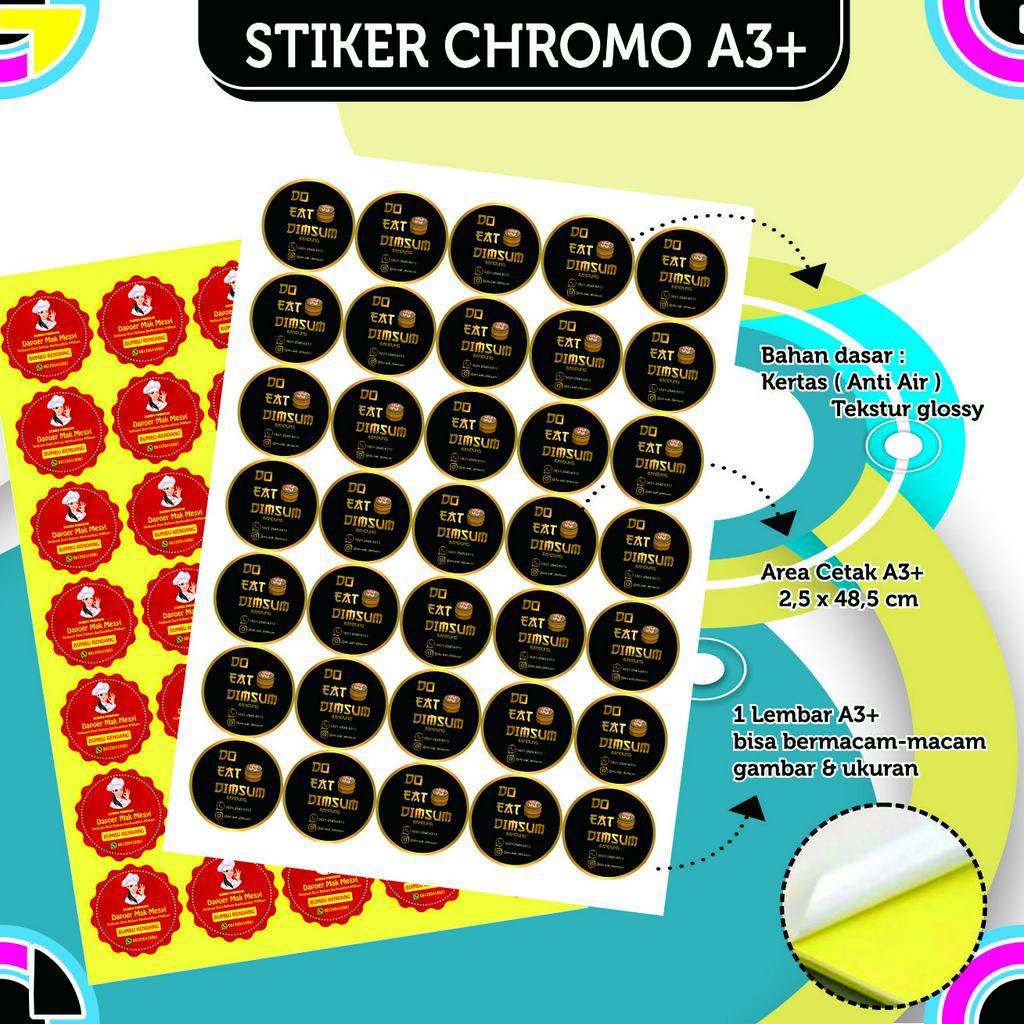 

Cetak Stiker Chromo A3+ / Cetak Stiker Label Kemasan / Label Makanan / Label Minuman