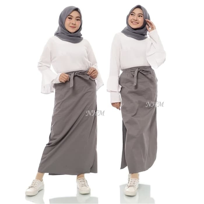 HOPYLOVY - Rok Celana Wanita Muslimah Model Terbaru I5E9  Celana Kulot Panjang - Hitam