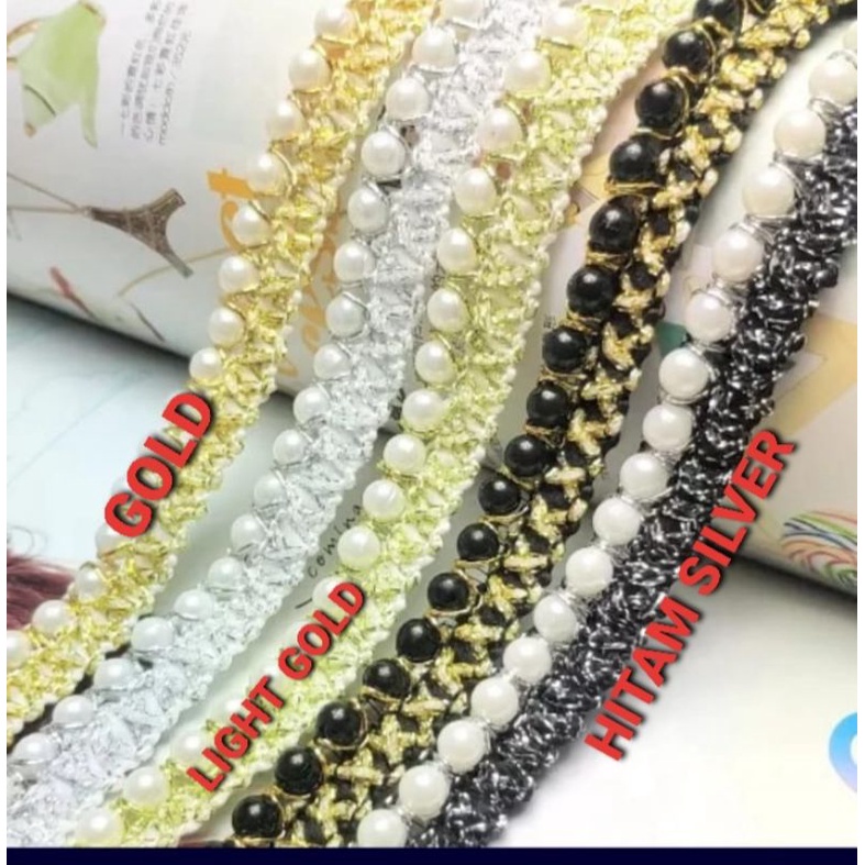 RENDA TRIM MUTIARA 6mm LEBAR 1,5CM HARGA PER METER