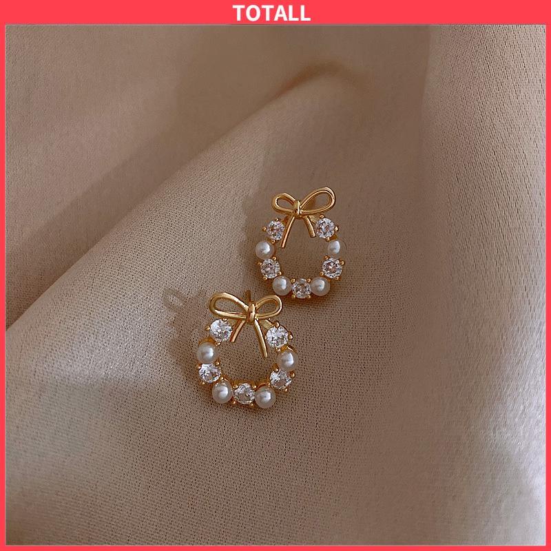 COD Fashion Korea Sepasang Anting Mutiara Garland Aksesoris Mode-Totall