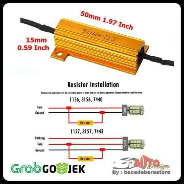 Load Resistor Flasher Lampu Sein LED Mobil 50W 6 Ohm Solusi Lampu Kedip Normal