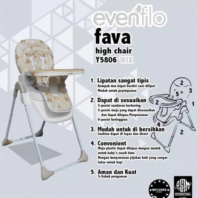 HIGH CHAIR COCOLATTE FAVA EVENFLO/KURSI MAKAN BAYI