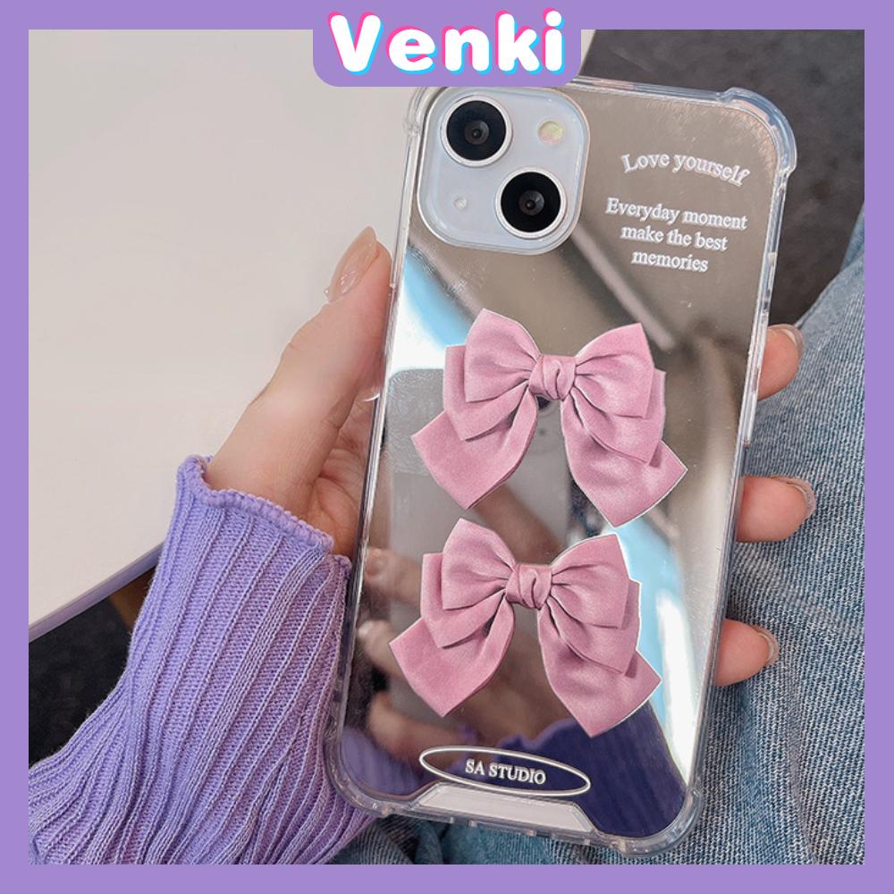 iPhone Case Acrylic Reflective Mirror Airbag Shockproof Protection Camera Pink Bow Cute Style Compatible with iPhone 11 iPhone 13 Pro Max iPhone 12 Pro Max iPhone 7 Plus iPhone xr