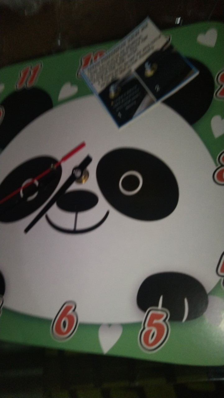 K6 Jam Dinding Unik Motif Karakter Hewan Panda Cute Ukuran 25cm