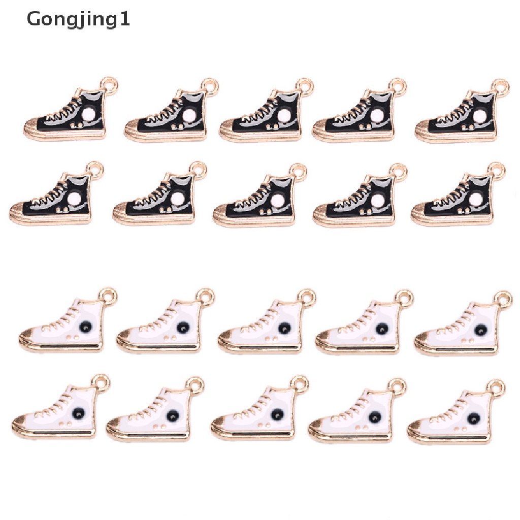 Gongjing1 10Pcs / Set Liontin Bentuk Sepatu Sport Bahan Metal Untuk Kerajinan Tangan DIY