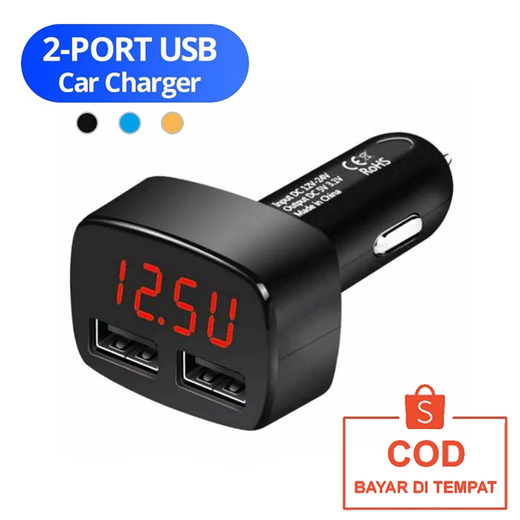 ✅COD Charger Mobil 4 In 1 Dual USB Display LED Voltase DC 5V 3.1A / 4in1 Car Charger Motor Matic Original