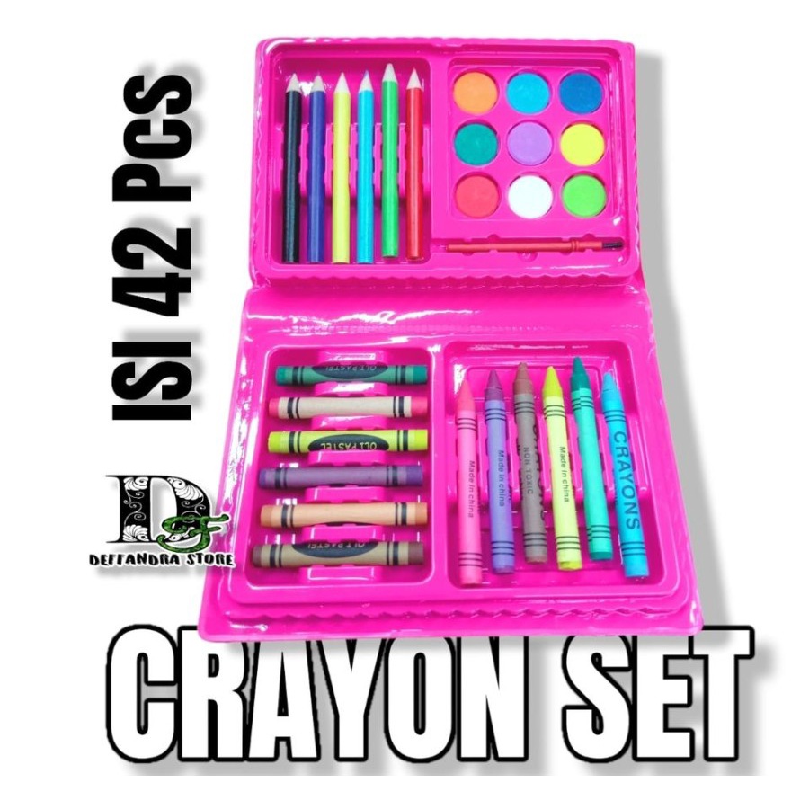 

Crayon set 42 pcs alat mewarnai / pensil warna set lengkap