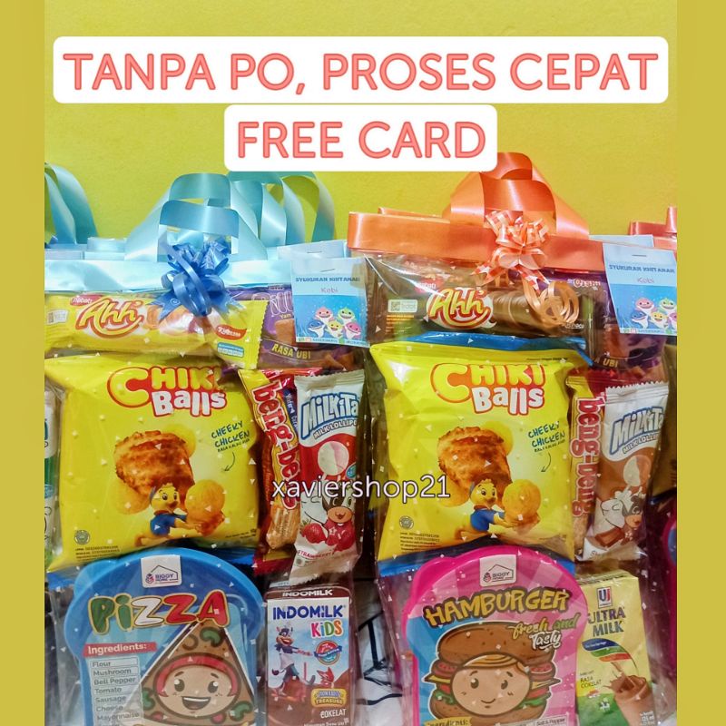 

Paket snack ulang tahun KOMPLIT + Tempat makan + Free card / Goodie bag ultah