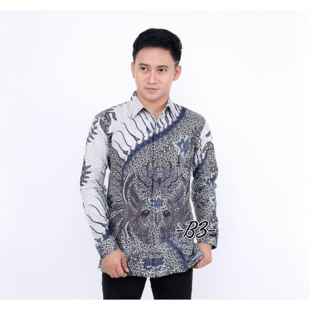 Kemeja Batik Pria Atasan Formal Baju Kerja Motif Unik Lengan Panjang Seragam Kondangan Kantor Noah29