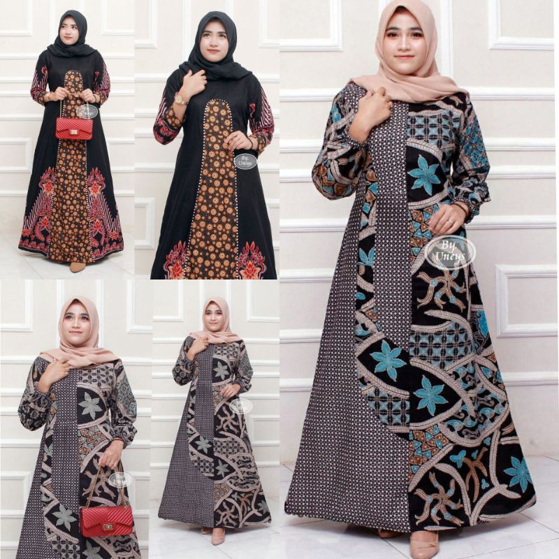 Gamis Batik (COD) MANGGAR Gamis Batik Pesta Model Terbaru 2020| big size LD 110 LD 120 LD 130 LD 140
