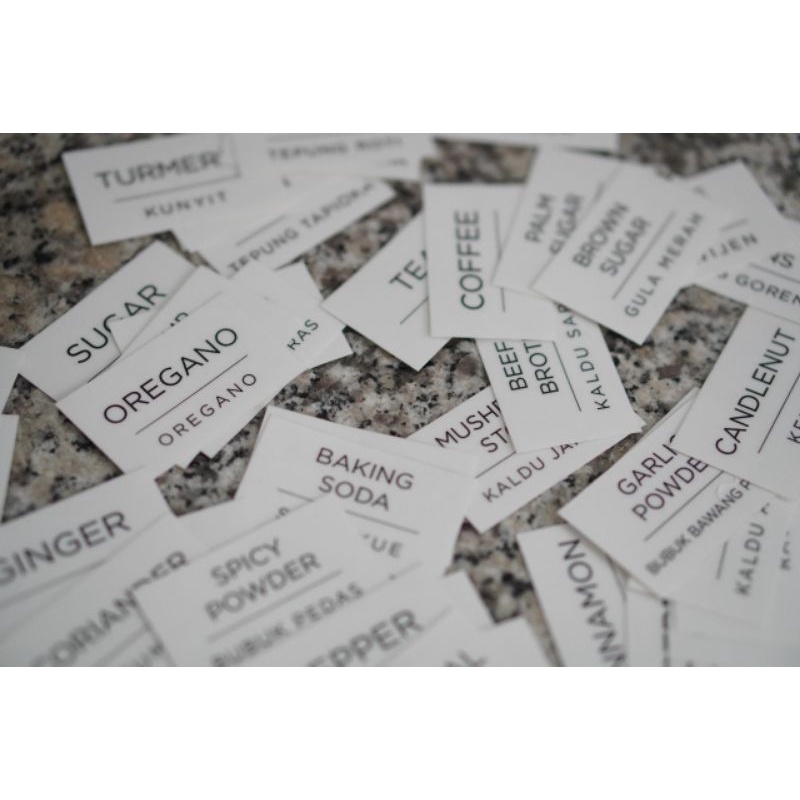 

Set (42 / 84 pcs) Label Sticker Bumbu Dapur tahan air waterproof terlengkap/Seasoning Jar bisikrupa