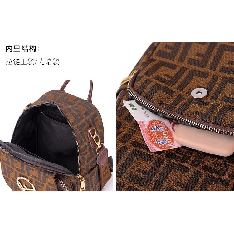 ZC 2318 RISCE TAS RANSEL BROWN MULTIFUNGSI IMPORT WANITA CEWEK PEREMPUAN JAKARTA BATAM LT 1884 F EL 6067 BQ 3252