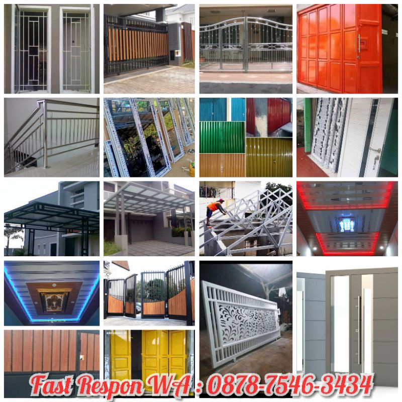 Pintu Pagar Besi / Pintu Teralis / Kanopi Baja Ringan / PVC / Follding Gate / Pintu Handerson Murah