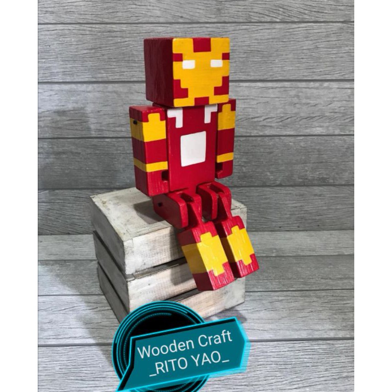 lego kayu Ironman/lego ironmam/hadiah ironman/ironman figure/patung ironman/panjangan ironman