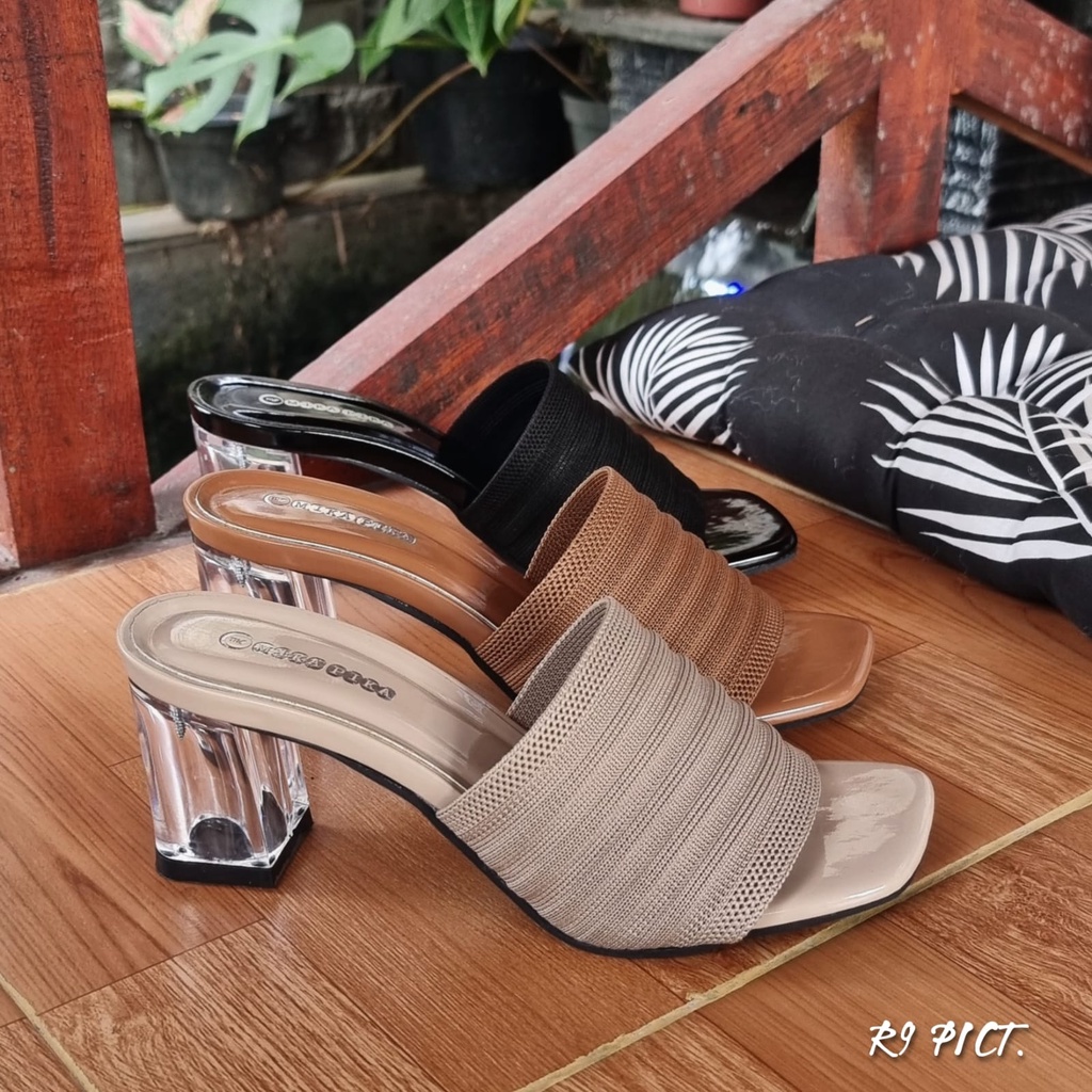 R9 Sandal Heels Wanita Rajut Veena