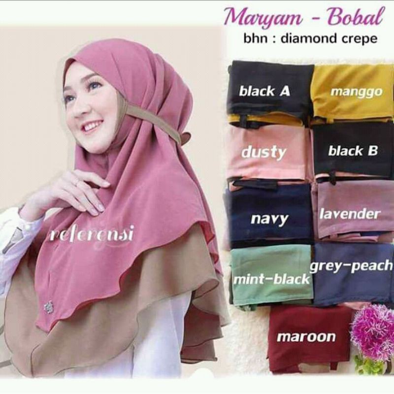 BERGO ZAKIA JILBAB INSTAN 2 LAYER DIAMON / BERGO MARYAM BOBAL / BERGO MARYAM TERMURAH