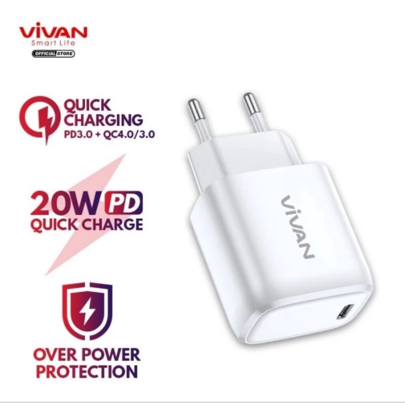 VIVAN Power 20 Adaptor Charger 3A USB-C Power Delivery PD