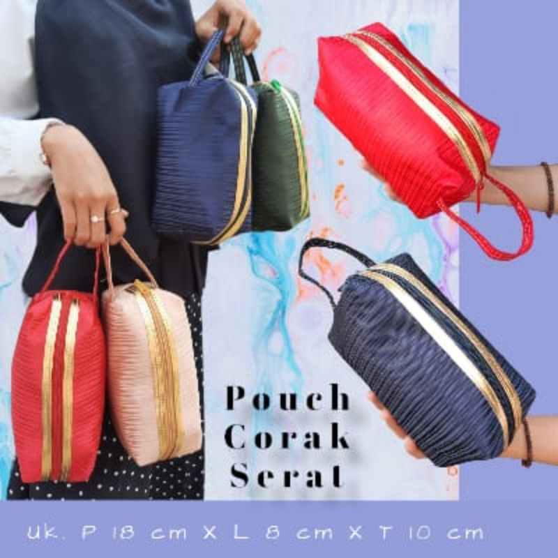 POUCH KOSMETIK CORAK LIST GOLD