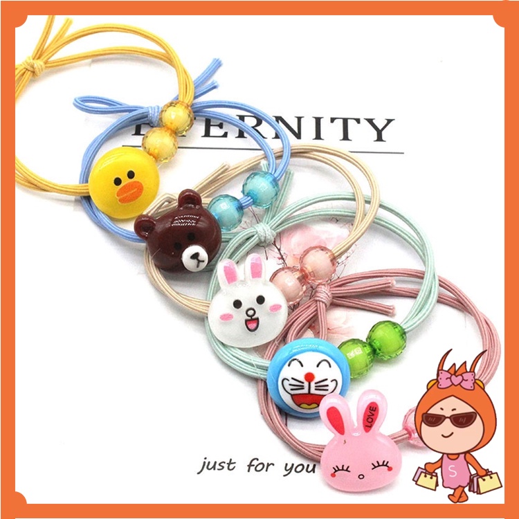 Reseller Welcome - F5164 (1 PC) Ikat Rambut Korea Karakter / Karet Kuncir Rambut / Karet Rambut Lucu