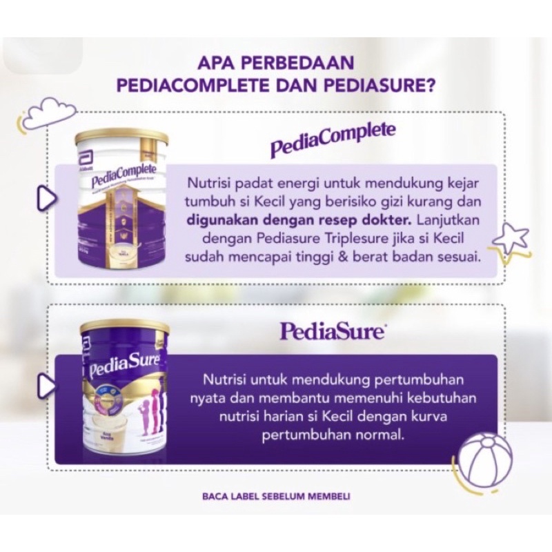 Pediasure complete vanilla 850 gram ( susu nutrisi lengkap pertumbuhan anak )