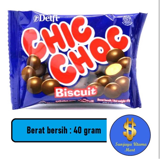 

Delfi Chocolate Biscuit Chi Choc 40g-Cokelat Biskuit Chic Choc