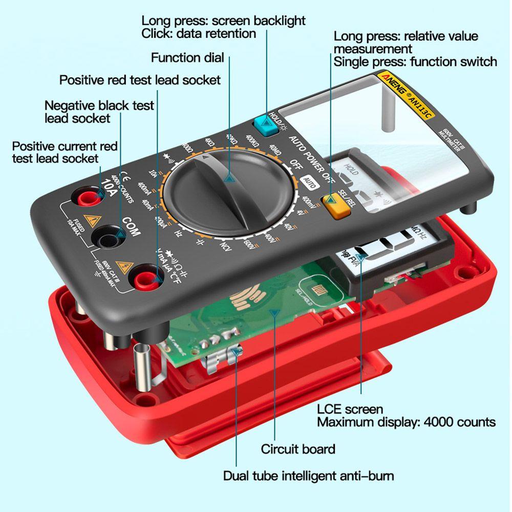 Solighter Digital Smart Multimeter Multifungsi AC/DC Ammeter Detector Alat Digital Profesional Meter