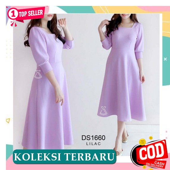 Dress Wanita Korea Style Kondangan Tali Spaghetti Bahan Scuba P Ds1660 - Dress Midi Scuba Dress Pest