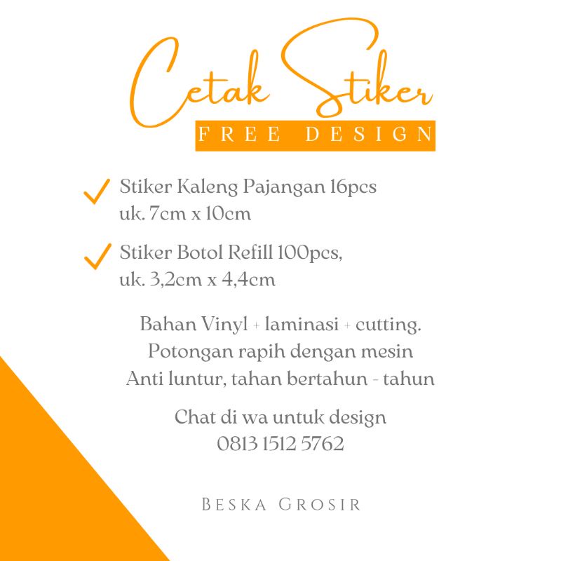 

CETAK STIKER LABEL BOTOL DAN KALENG BAHAN VINYL