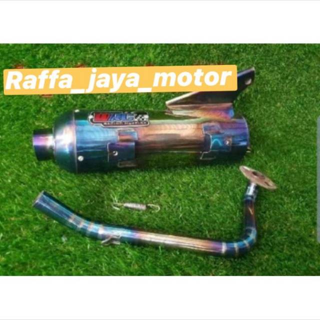 Knalpot racing bobokan sccopy fi new ring 12 full rainbow merk WRC asli original