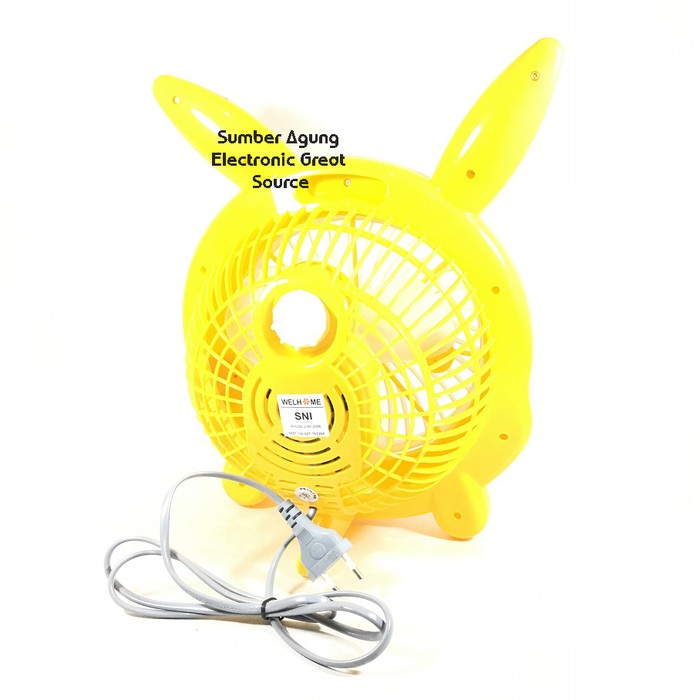 Kipas Meja 10inch Pikachu Kuning Welhome WH150P SNI Box Fan Bisa Berputar