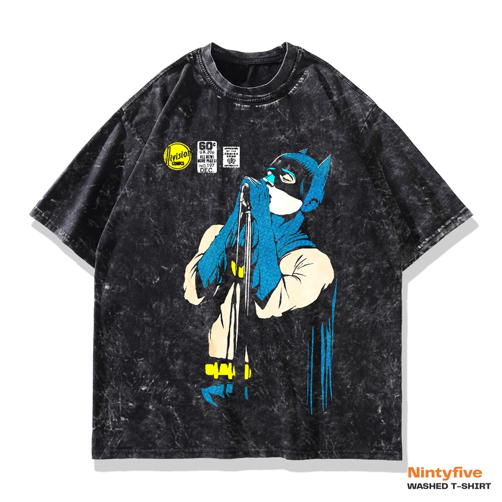 T shirt Vintage Batman Washed Oversize | Kaos batman Comics Sandwash Oversized