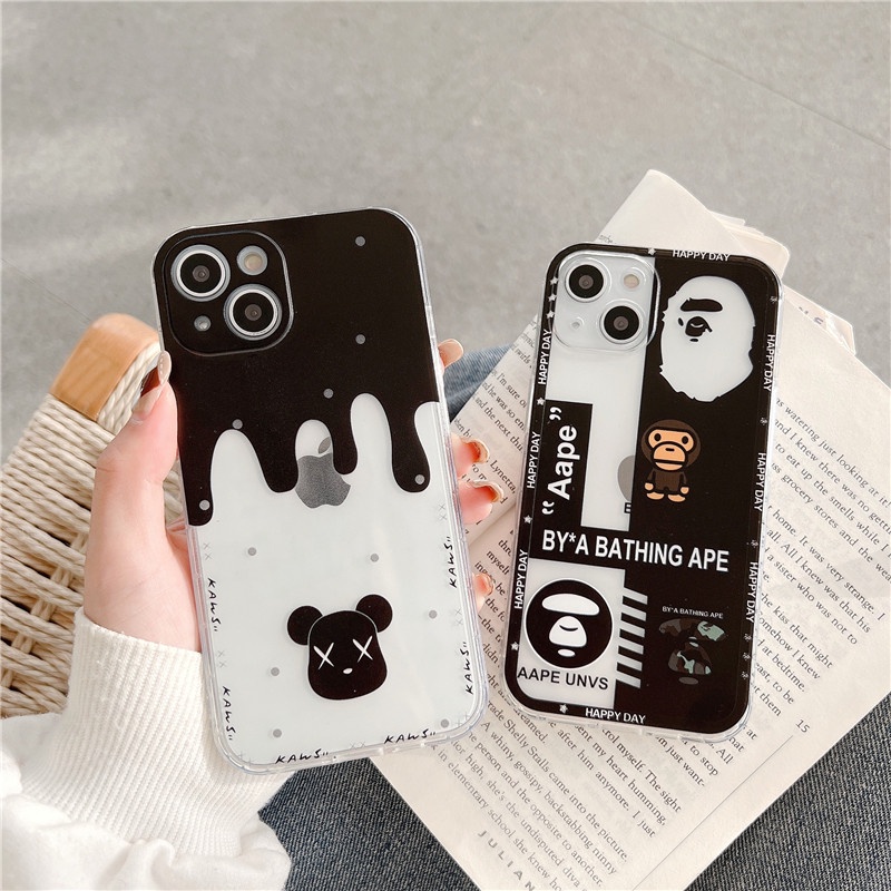 Violent bear Joint name Ape man Phone Case iPhone 11 12 13 Pro Max 7 8 Plus X XR XS transparent Straight edge Soft TPU Casing