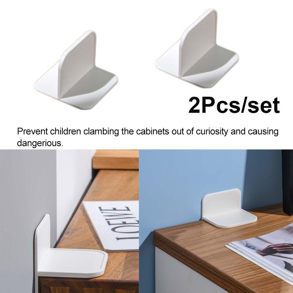 Top 2pcs/set Anti-Tumpuk Klip Tetap Keamanan Anak Nyaman Perawatan Bayi Self-Adhesive Kabinet Lock